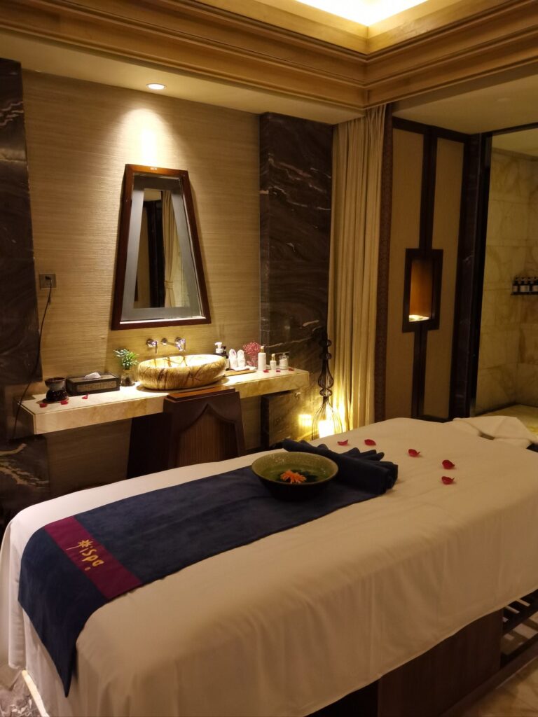 Private healing space with soft lighting and aromatherapy